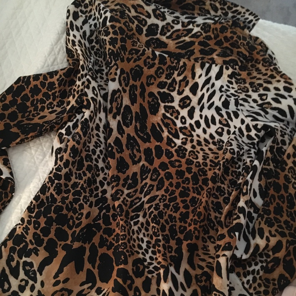 Animal print button down blouse